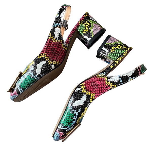 WAYDERNS NWOB Colorful Snakeskin Slingback Shoe with Block Heel 6.5 - Picture 10 of 12